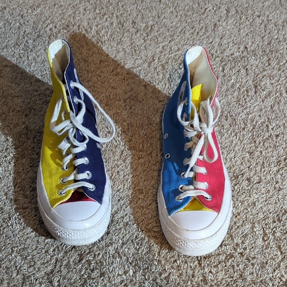 Converse Pink and Blue High-Top Sneakers Classic Canvas Style - Picture 2 of 9